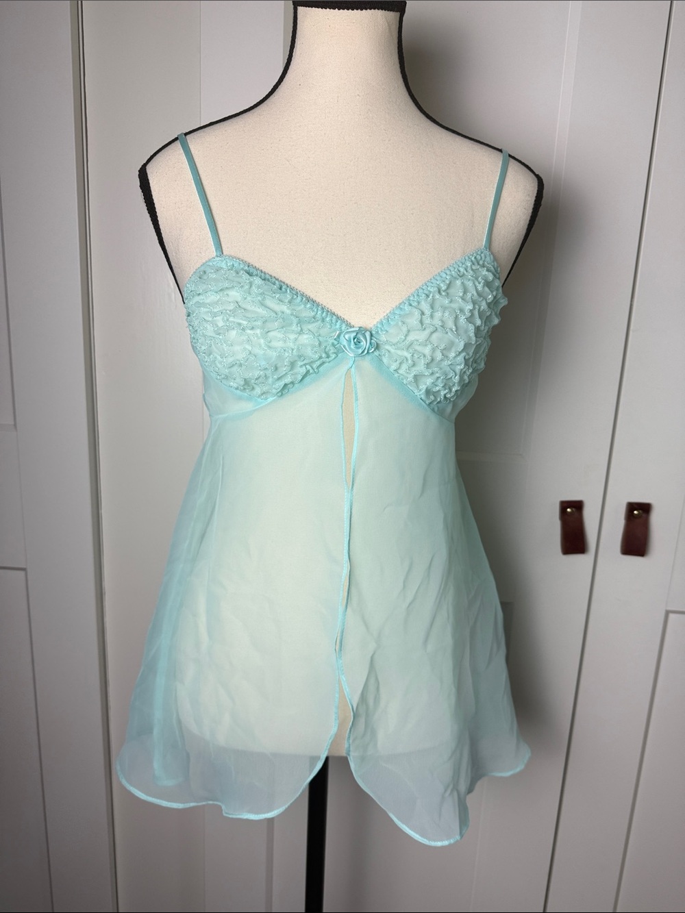 Vintage seductive wear baby doll Rolfe rose accent lingerie top Y2K tank small